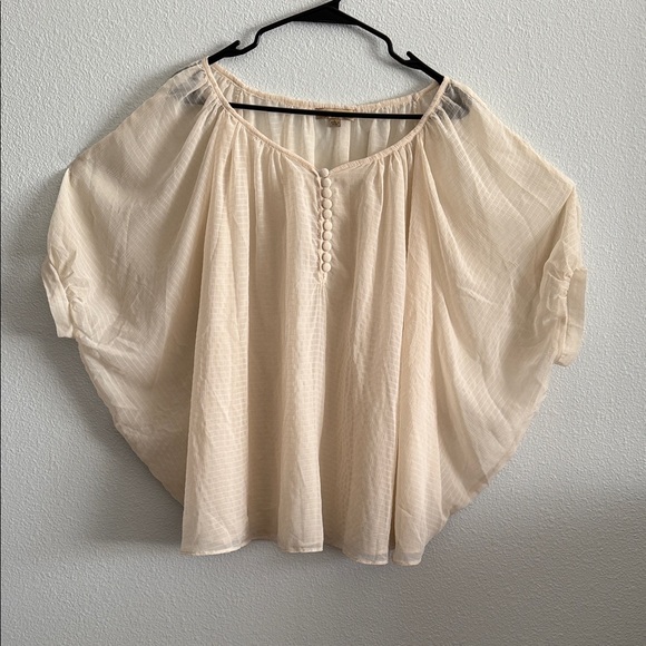 Beulah Tops - Beulah Sheer/See Through Batwing Short Sleeve Peasant Top L